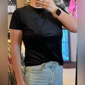 Black shimmer velvet crop top vintage 90s y2k